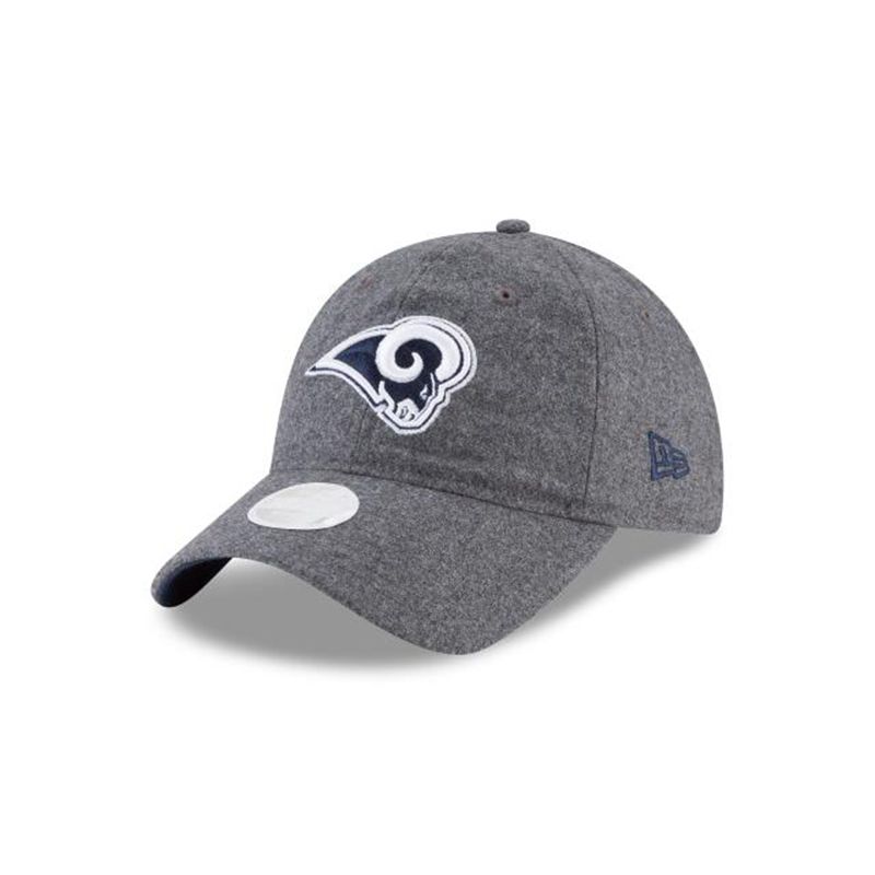 NFL Los Angeles Rams Womens Melton Wool 9Twenty Adjustable (TYC3359) - Grey New Era Caps